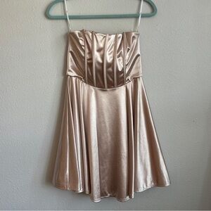 NWT Champagne Gold Lulus Strapless Mini Dress Size Medium